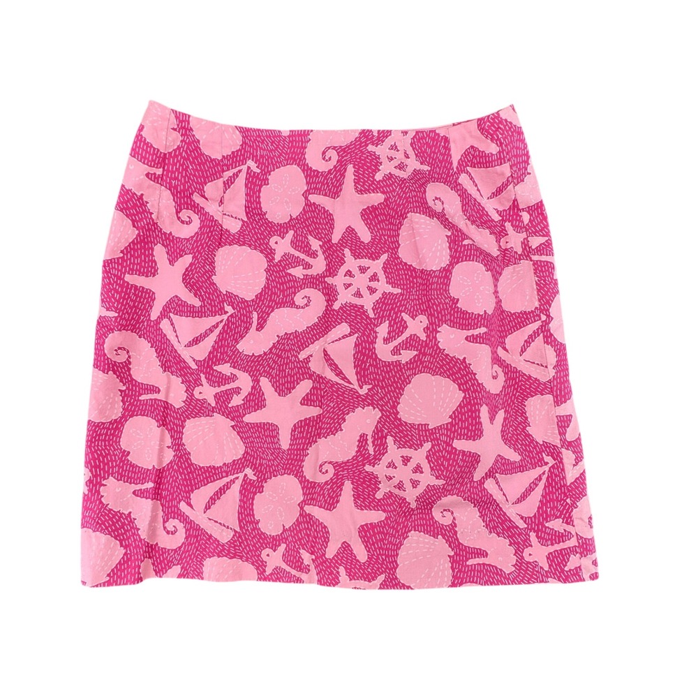 Lilly Pulitzer Pink Nautical Print A-Line Skirt Size 2P‎